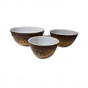 Corningware Pyrex Old Orchard Brown Cinderella Bowl Set / Vintage